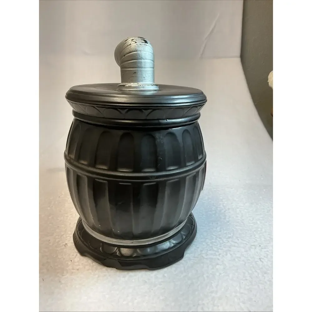 Black Pot Belly Stove Ceramic Cookie Jar c1960s Made in Japan 10.75